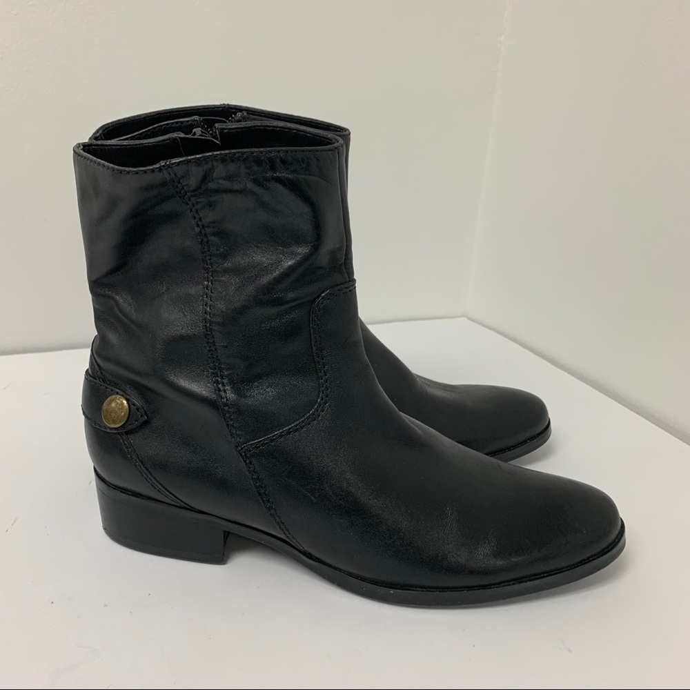 Black Leather Helki Ankle Flat Boots | Marc Fisher - Picture 2 of 7